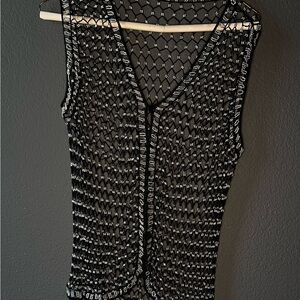 Elegant Black Beaded Women's Top